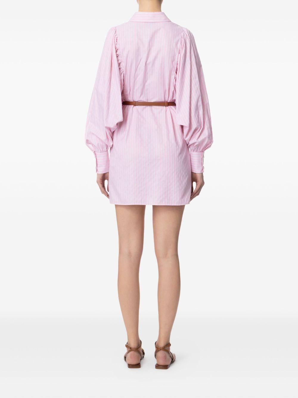 striped long-sleeved shirt mini day dress Product Image