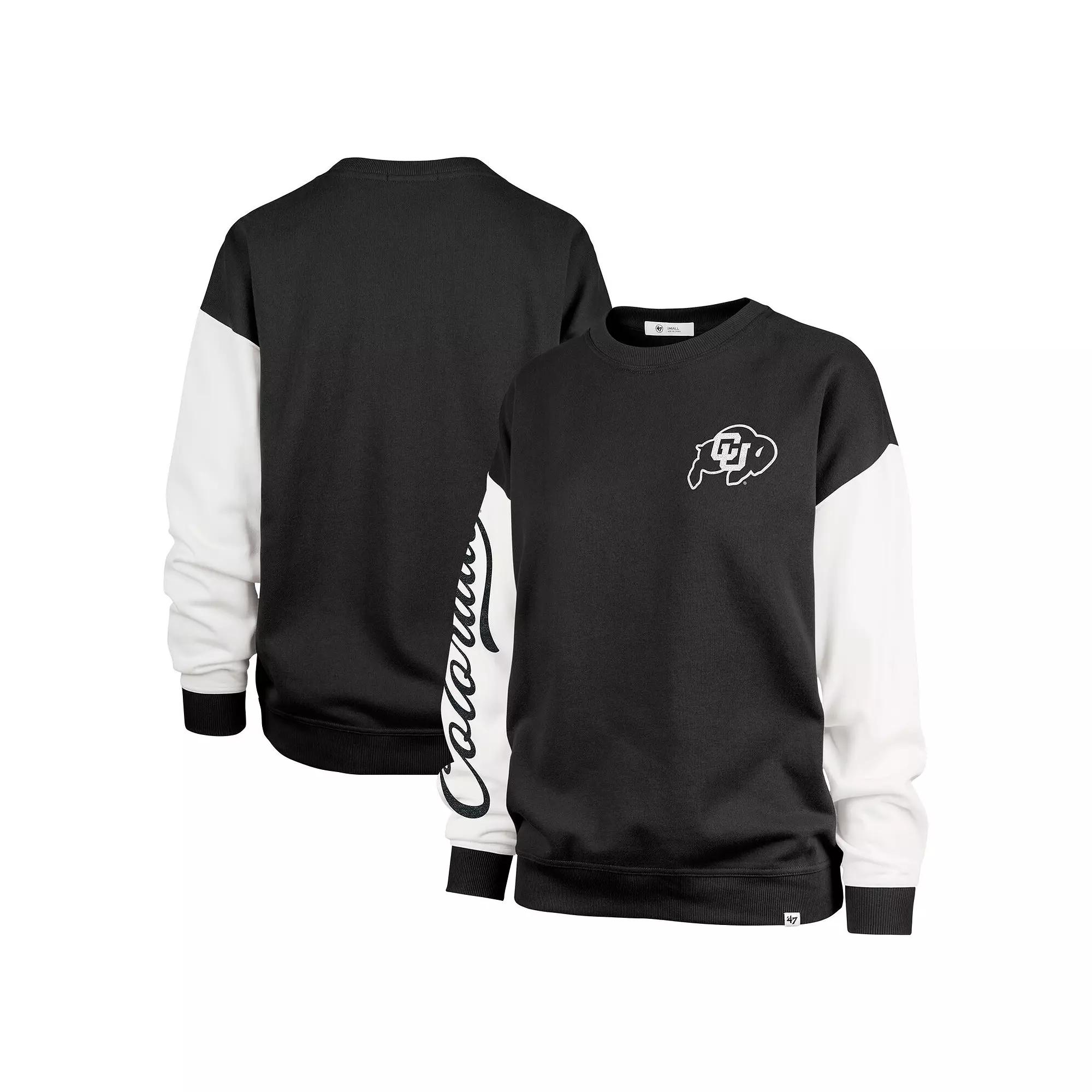 Women's '47  Black Colorado Buffaloes Double Header Rise Andie Pullover Sweatshirt, Size: Medium Product Image