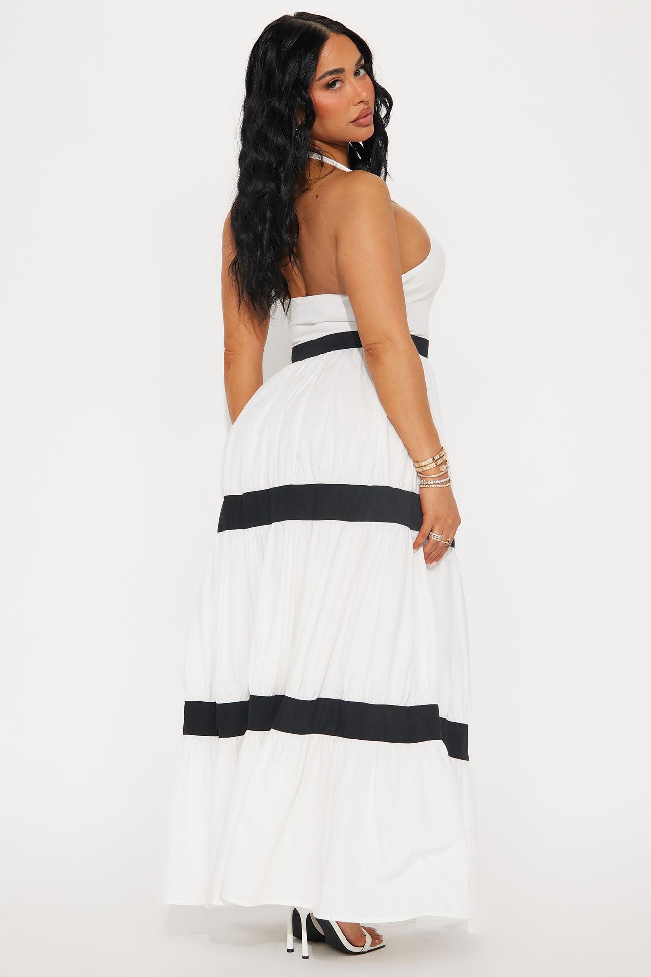 Julianna Poplin Maxi Dress - White/Black Product Image