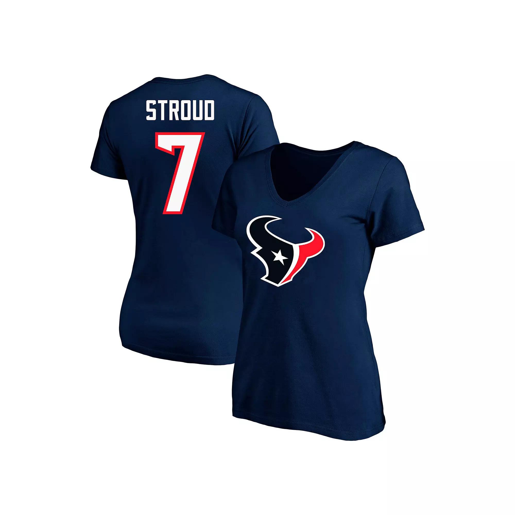 Women's Fanatics C.J. Stroud Navy Houston Texans Plus Size Player Name & Number V-Neck T-Shirt, Size: 3XL, Blue Product Image