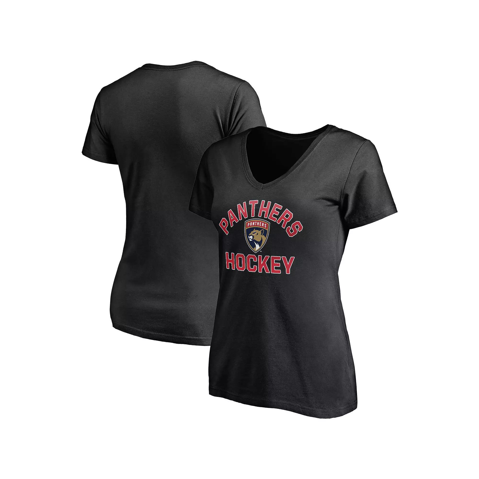 Women's Fanatics Branded Black Florida Panthers Overtime V-Neck T-Shirt, Size: Large, Pnt Black Product Image