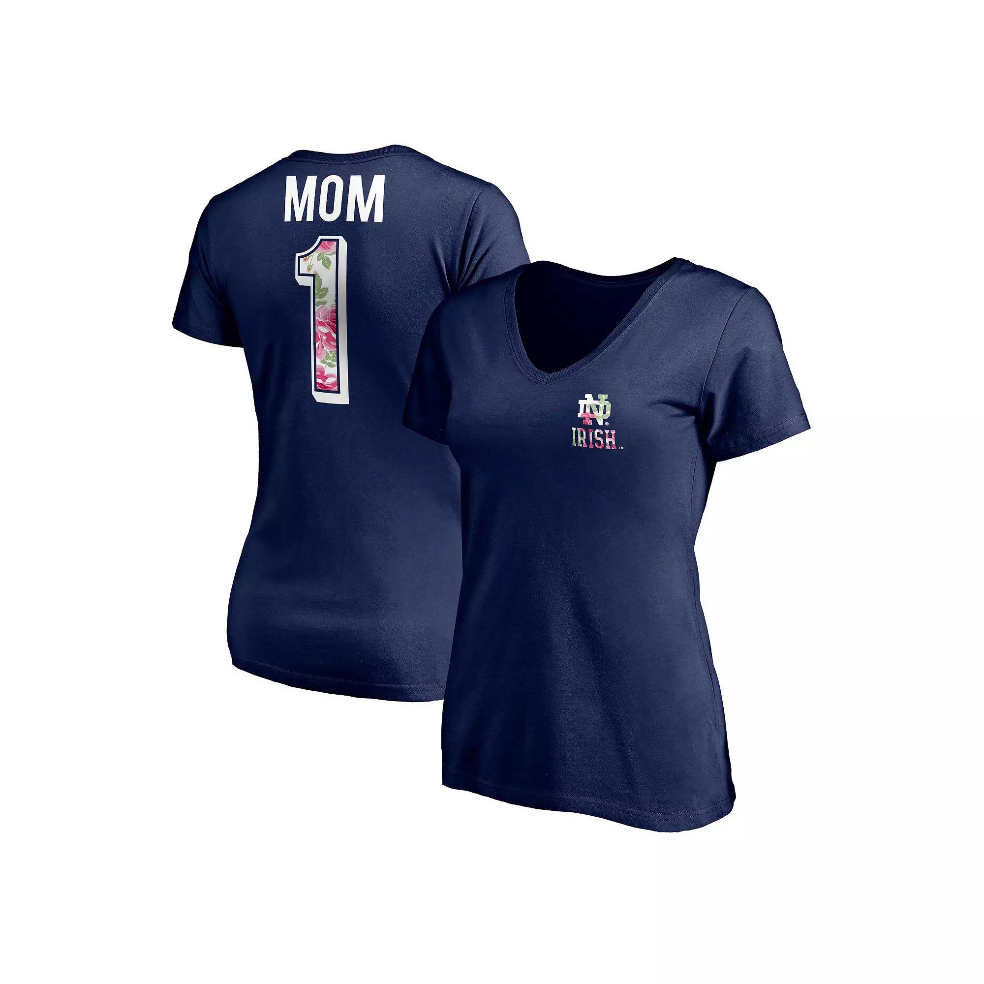 Women's Fanatics Branded Navy Notre Dame Fighting Irish Mother's Day Logo V-Neck T-Shirt, Size: Medium, Blue Product Image
