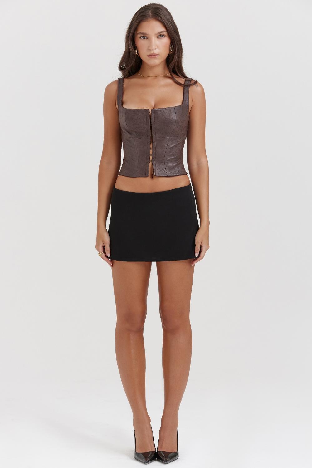 Pia  brown vegan leather corset Product Image