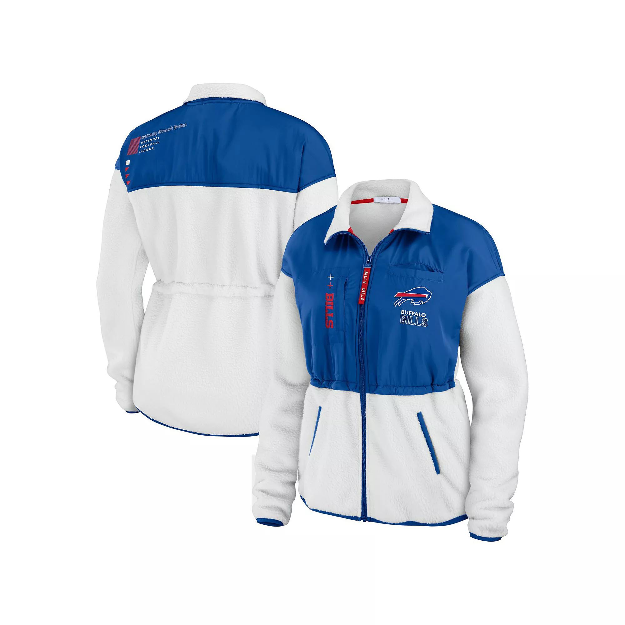 Women's WEAR by Erin Andrews  White/Royal Buffalo Bills Color-Block Polar Fleece Full-Zip Jacket, Size: Small Product Image