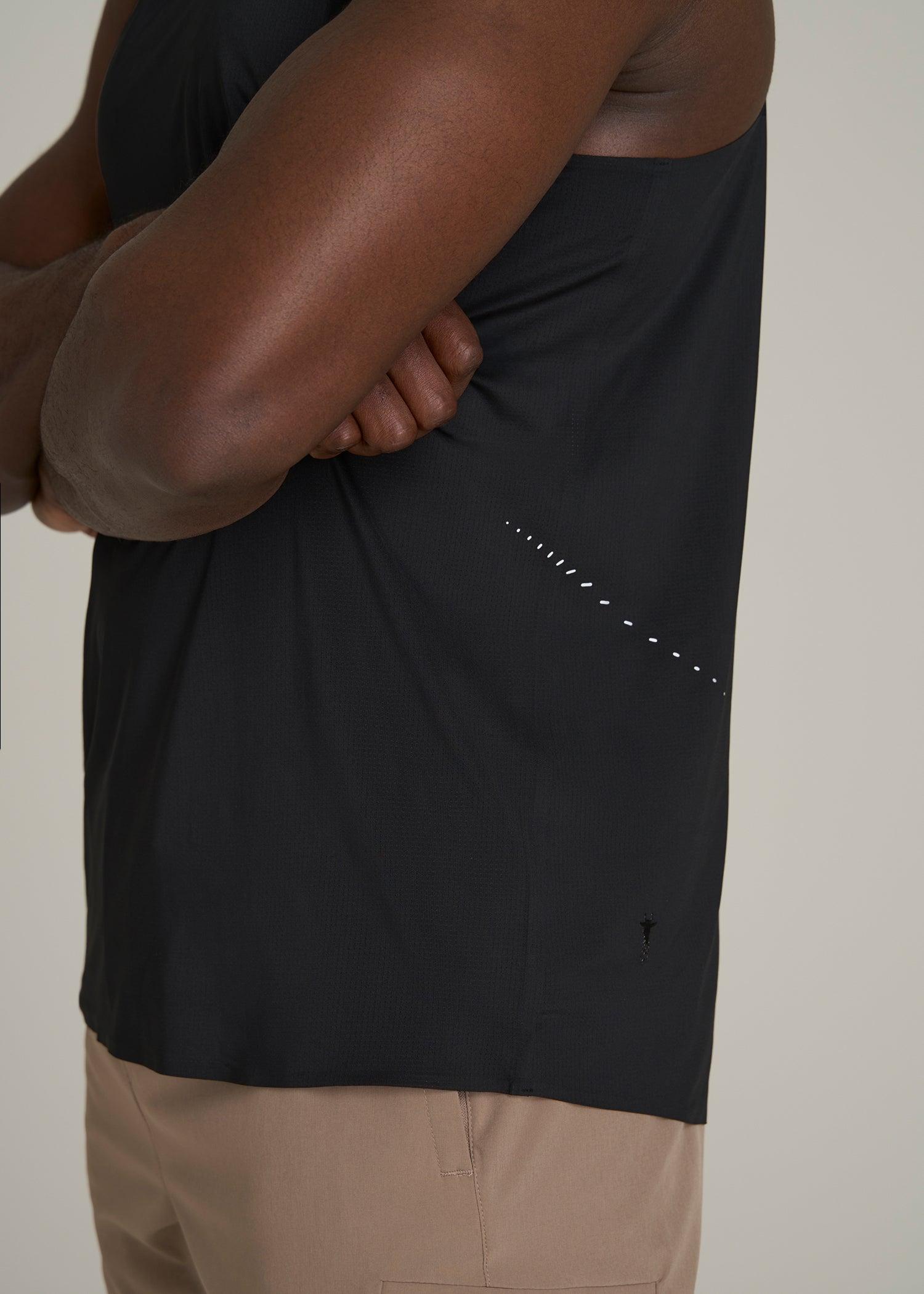 Perforated Training Singlet for Tall Men in Black Product Image