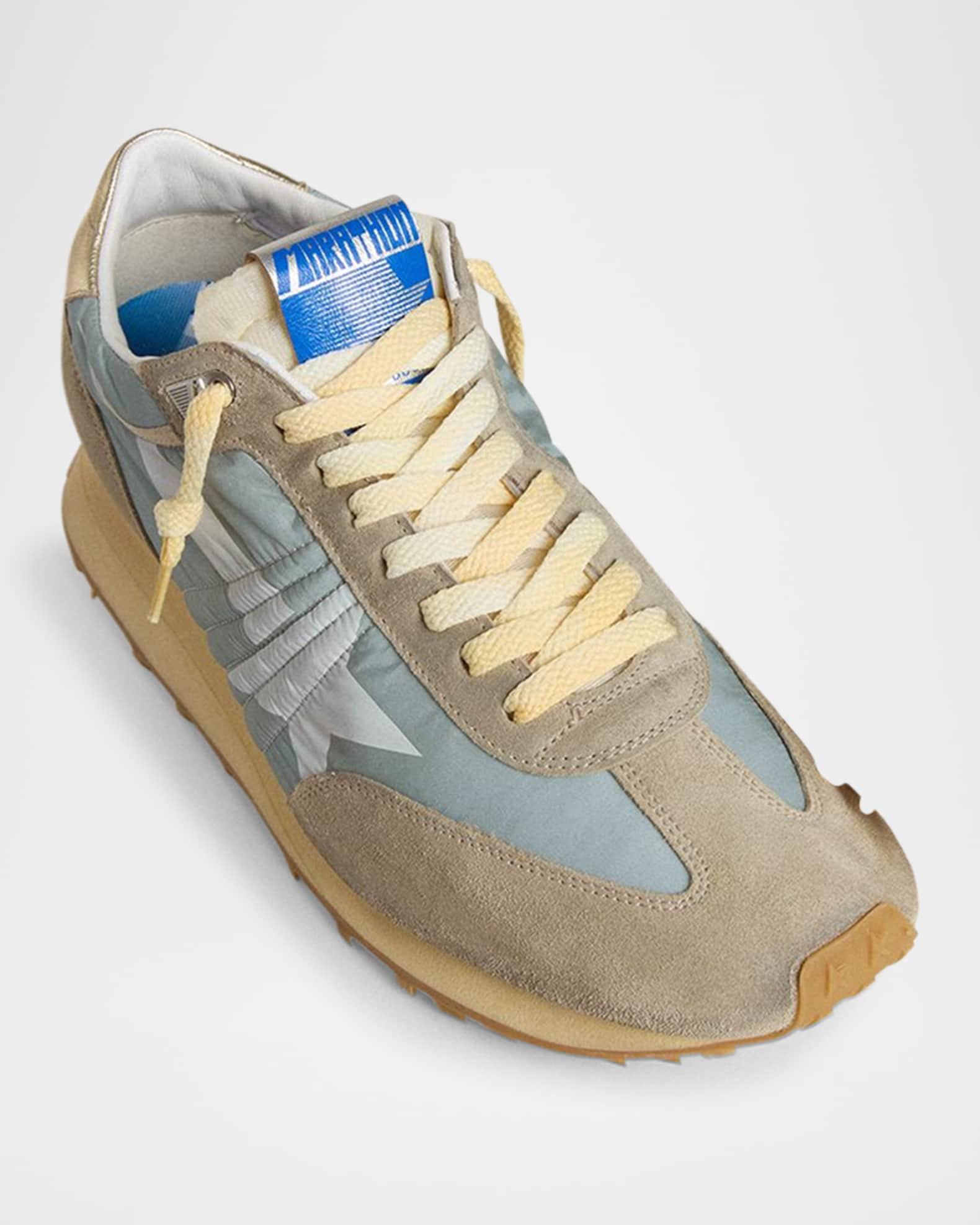 Men's Nylon and Suede Running Marathon Sneakers Product Image