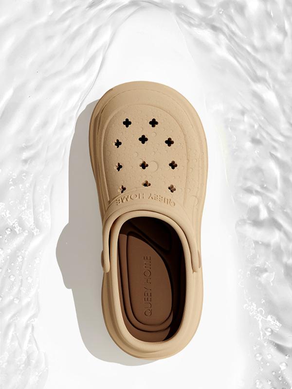 Hollow Round Cut Crocs Platform Shoes Sandals Product Image