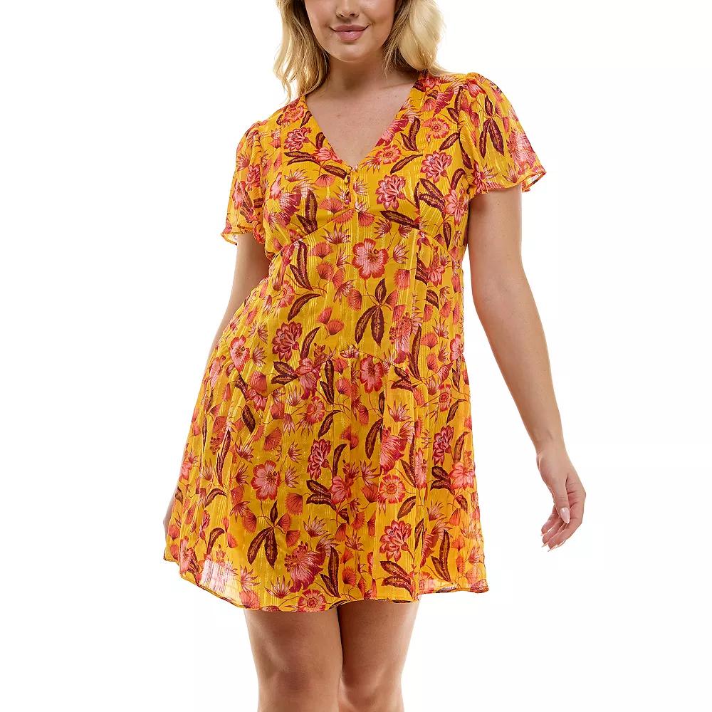 Plus Size Taylor Chiffon Check Dress, Women's, Size: 20 - Regular, Harvest Gold Product Image