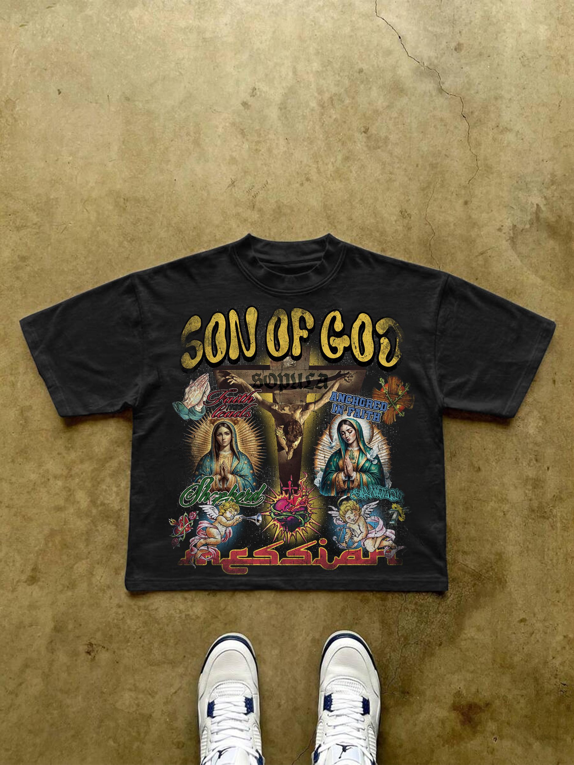 Sopula Son Of God Vintage Collage Graphics Cropped T-Shirts Product Image