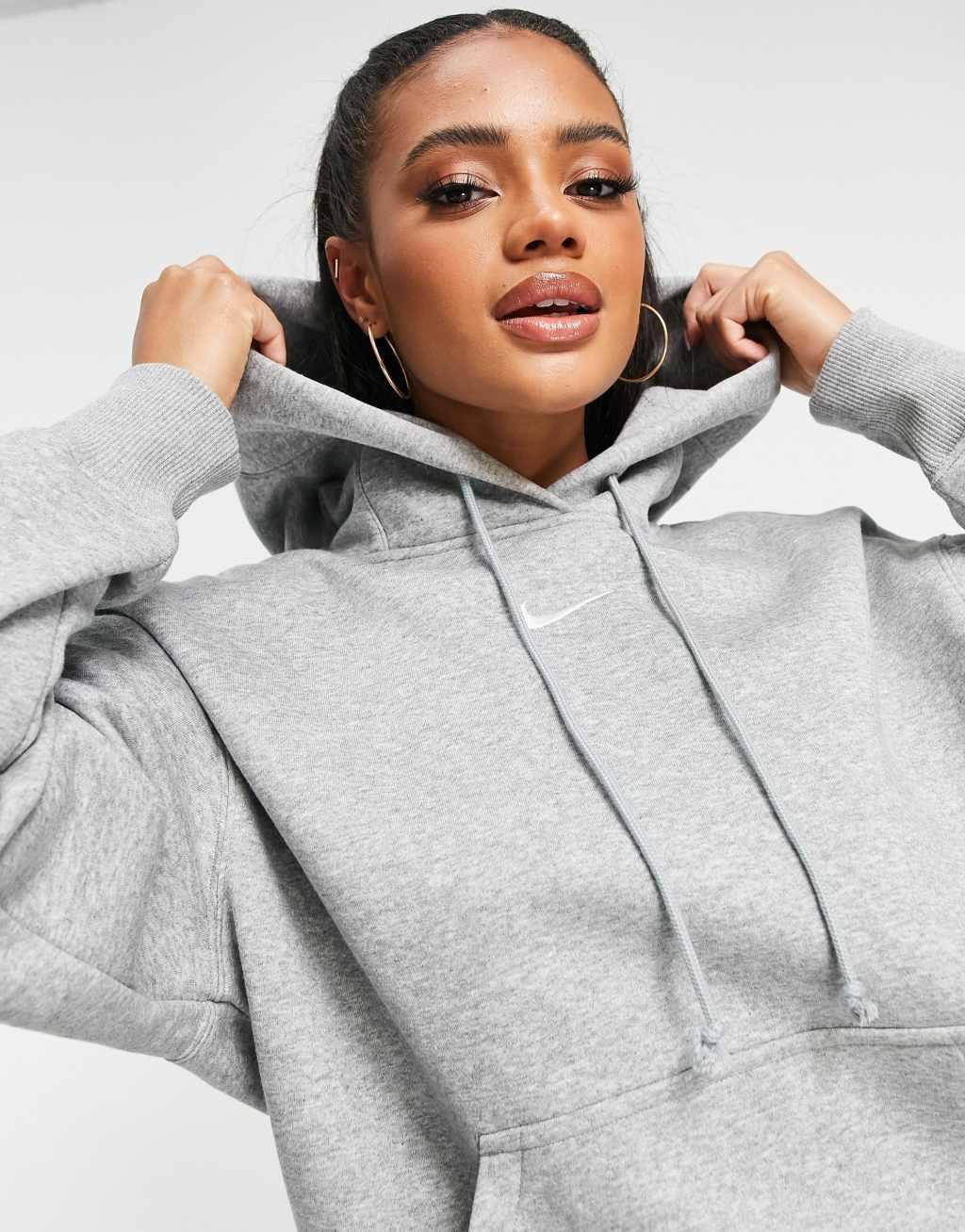 Nike Phoenix Fleece oversized hoodie in gray Product Image