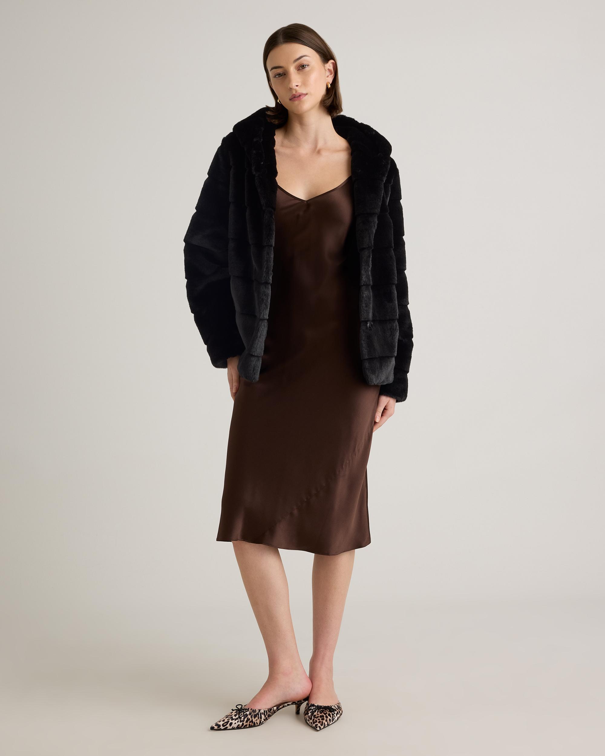 Quince | Women's Hooded Faux Fur Jacket Size XL, Recycled Polyester Product Image