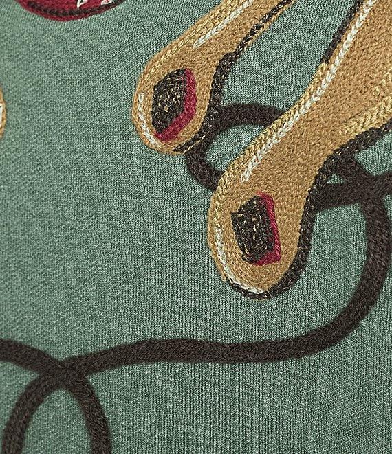 Double D Ranch Knit Crew Neck Long Sleeve Embroidery Fringe Sweatshirt Product Image