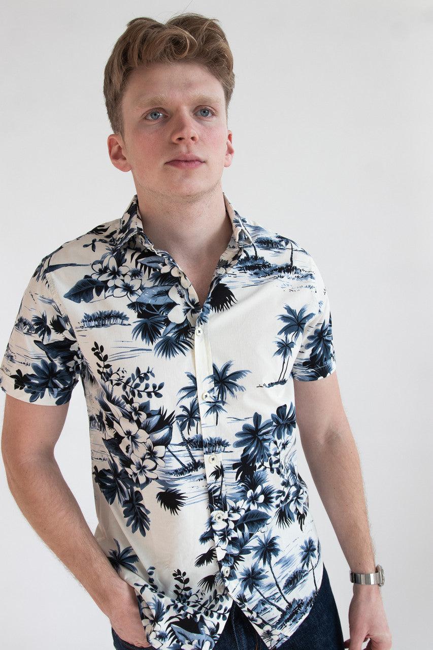 Navy Ink Hawaiian Shirt Product Image