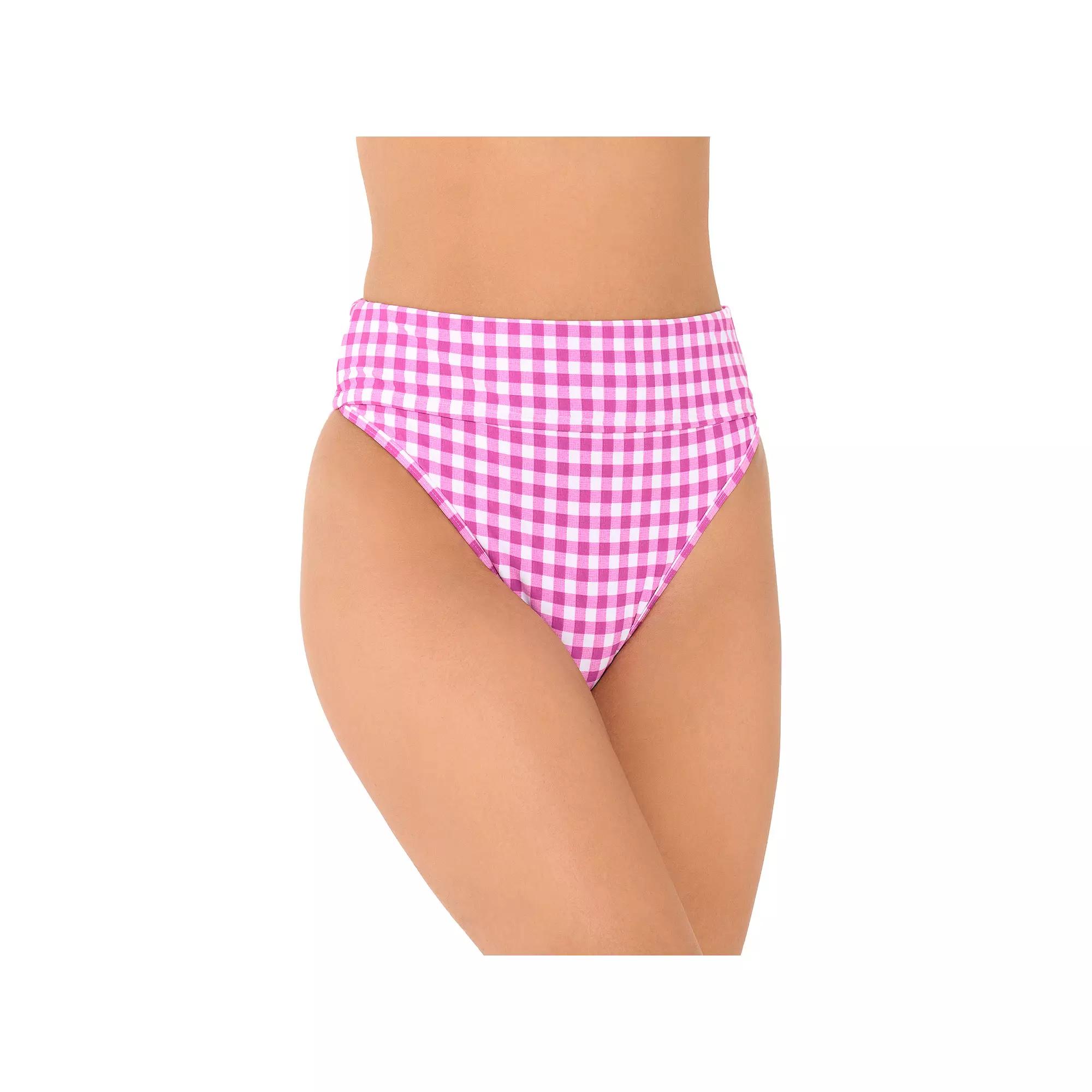 Women's Freshwater Banded High-Leg Swim Bottoms, Size: XS, Orchid Check Product Image
