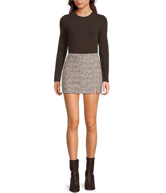 GB Leopard Printed Knit Mini Skirt Product Image