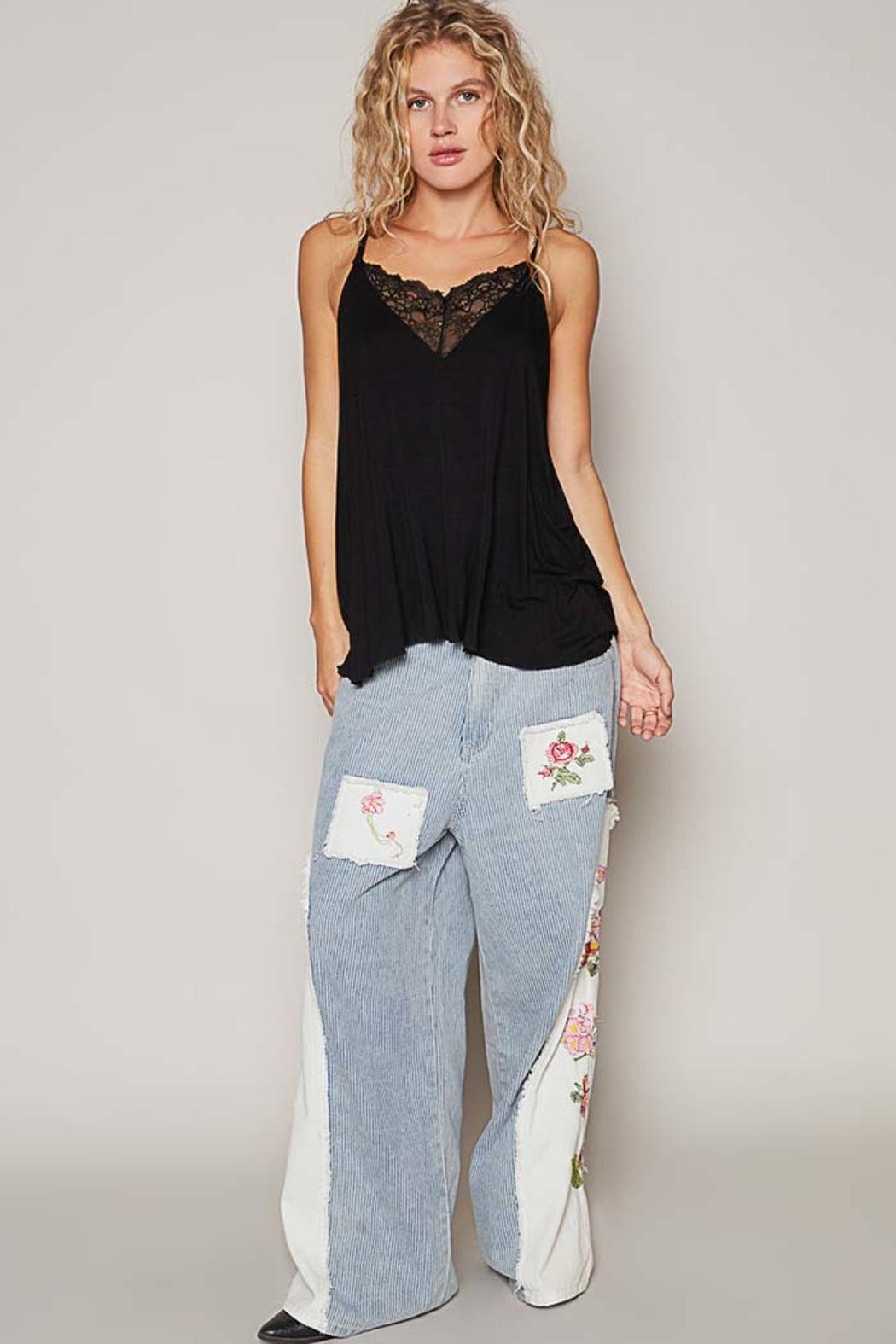 V-Camisole Tank With Front Lace Detail Product Image