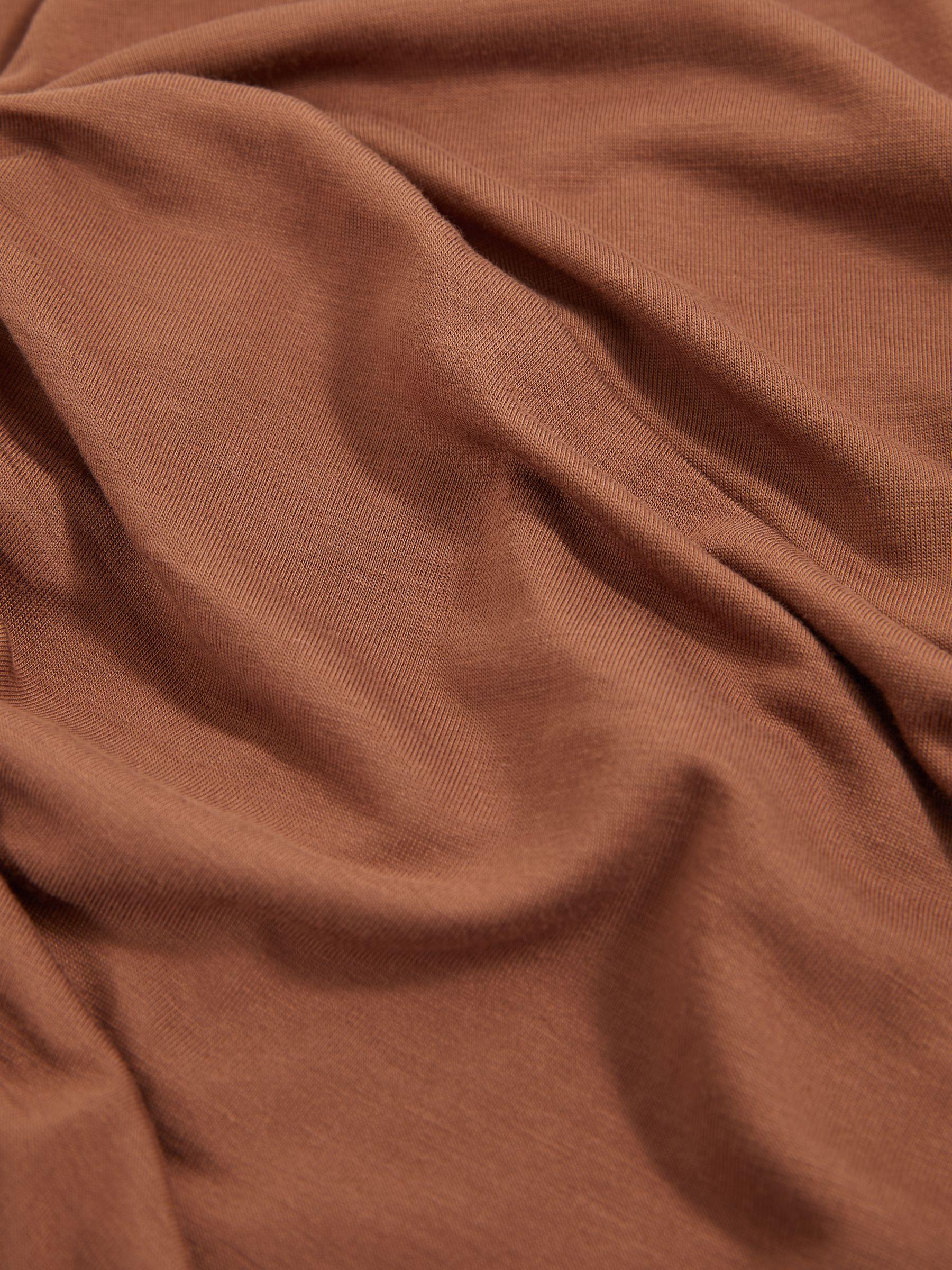 Ruched Jersey Midi Dress in Brown Product Image