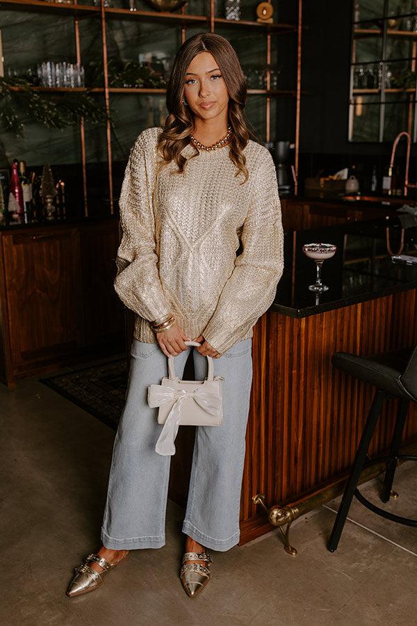 Holiday Glow Cable Knit Metallic Sweater Product Image
