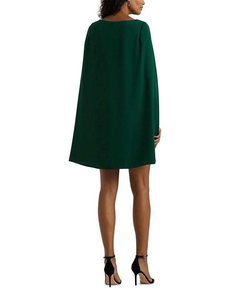 Short Shift Dress with Beaded Illusion Neckline and Bell Sleeves Product Image