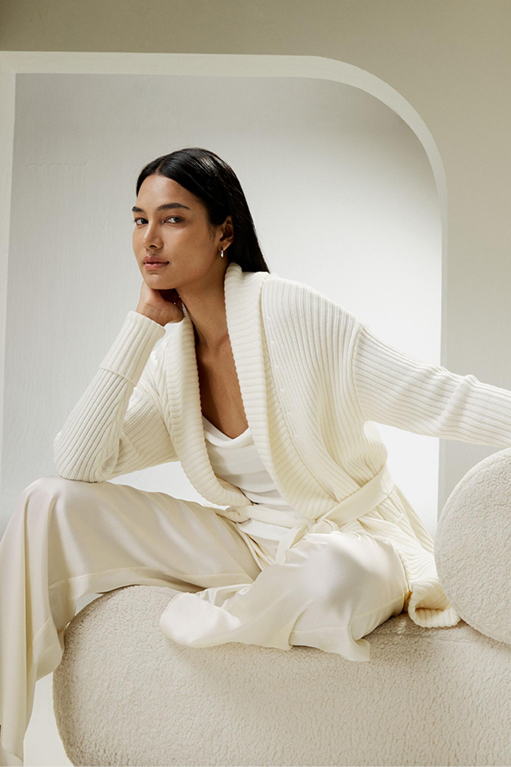 Merino Wool Shawl Collar Cardigan Product Image