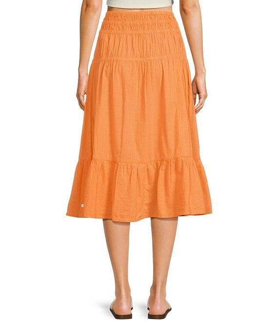 Roxy Malia Coordinating Solid Ruffle Tiered Midi Skirt Product Image