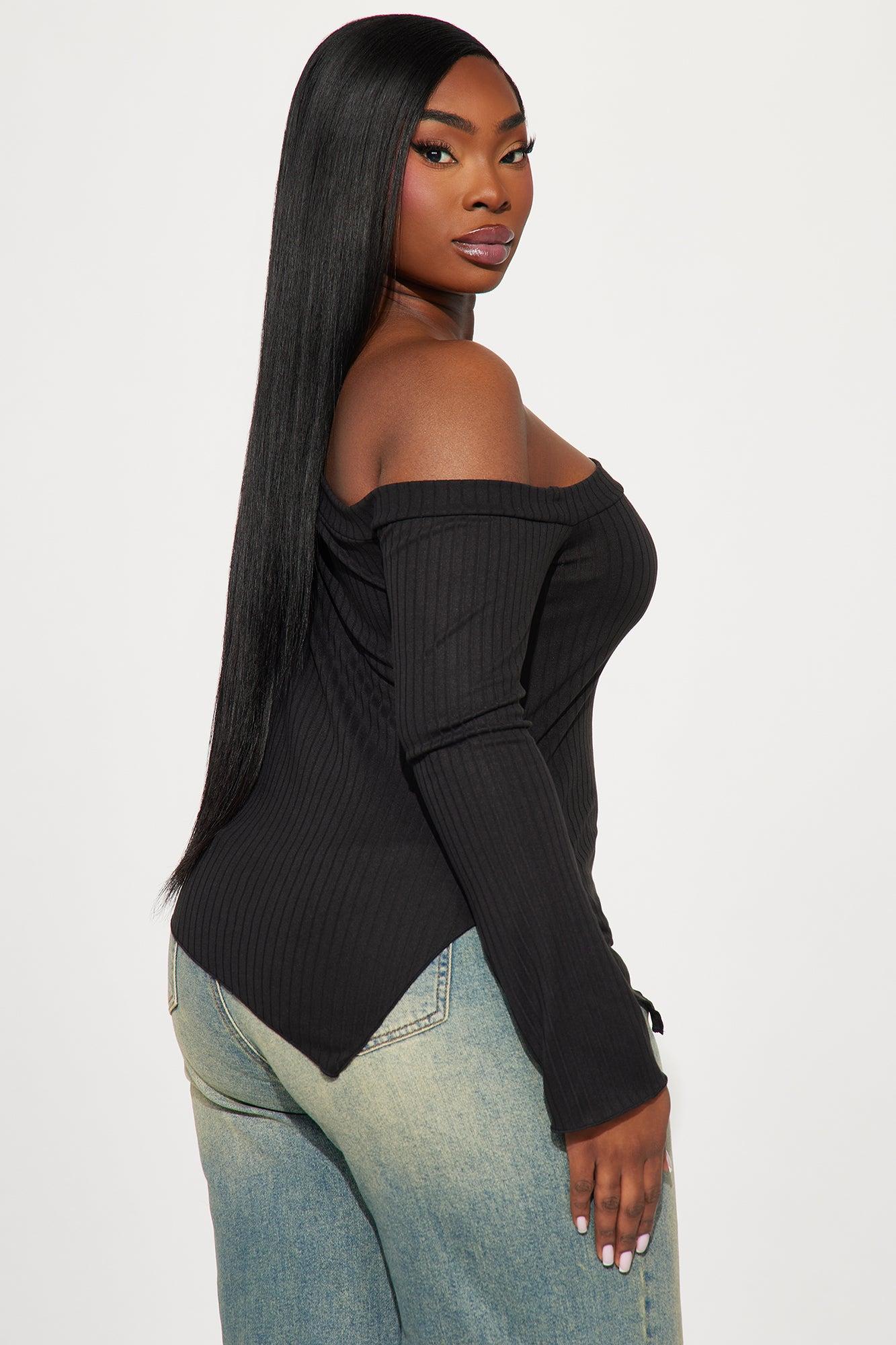 Too Good One Shoulder Top - Black Product Image