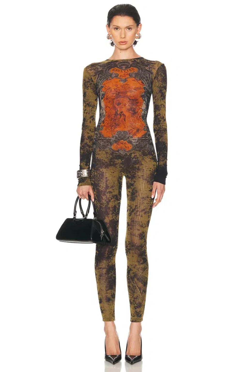 JEAN PAUL GAULTIER Graphic Print Full-length Dress With Long Sleeves In Black Product Image