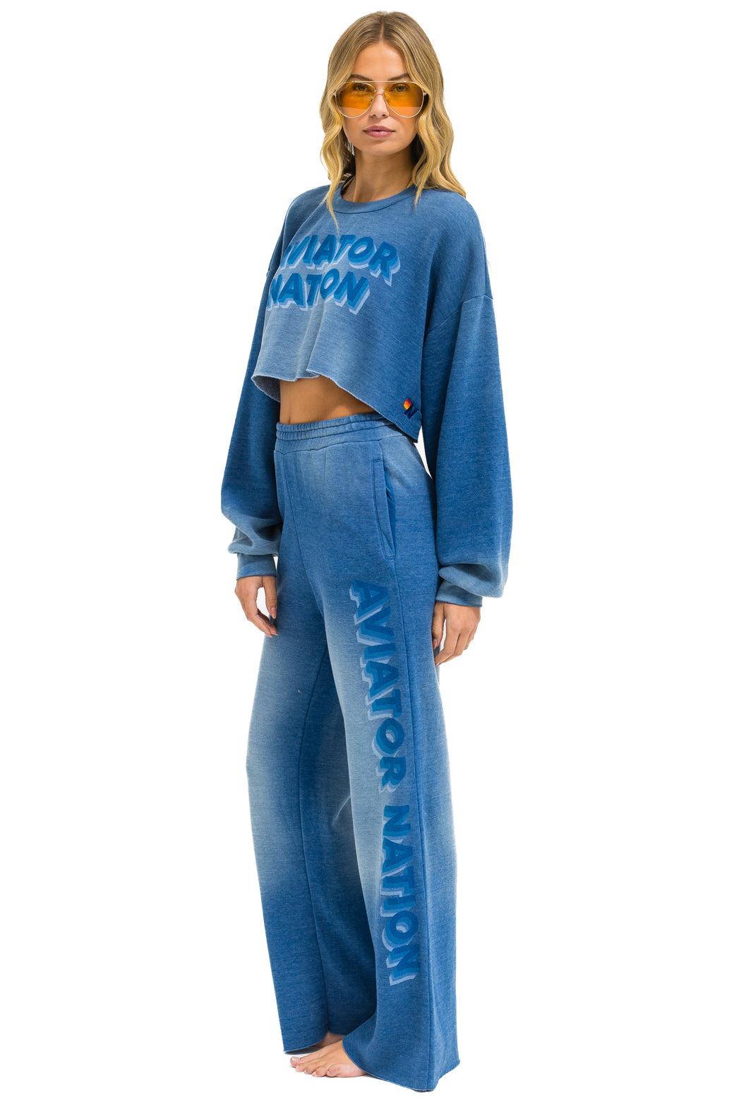 AN 3D WIDE LEG POCKET SWEATPANTS - FADED WATER Female Product Image