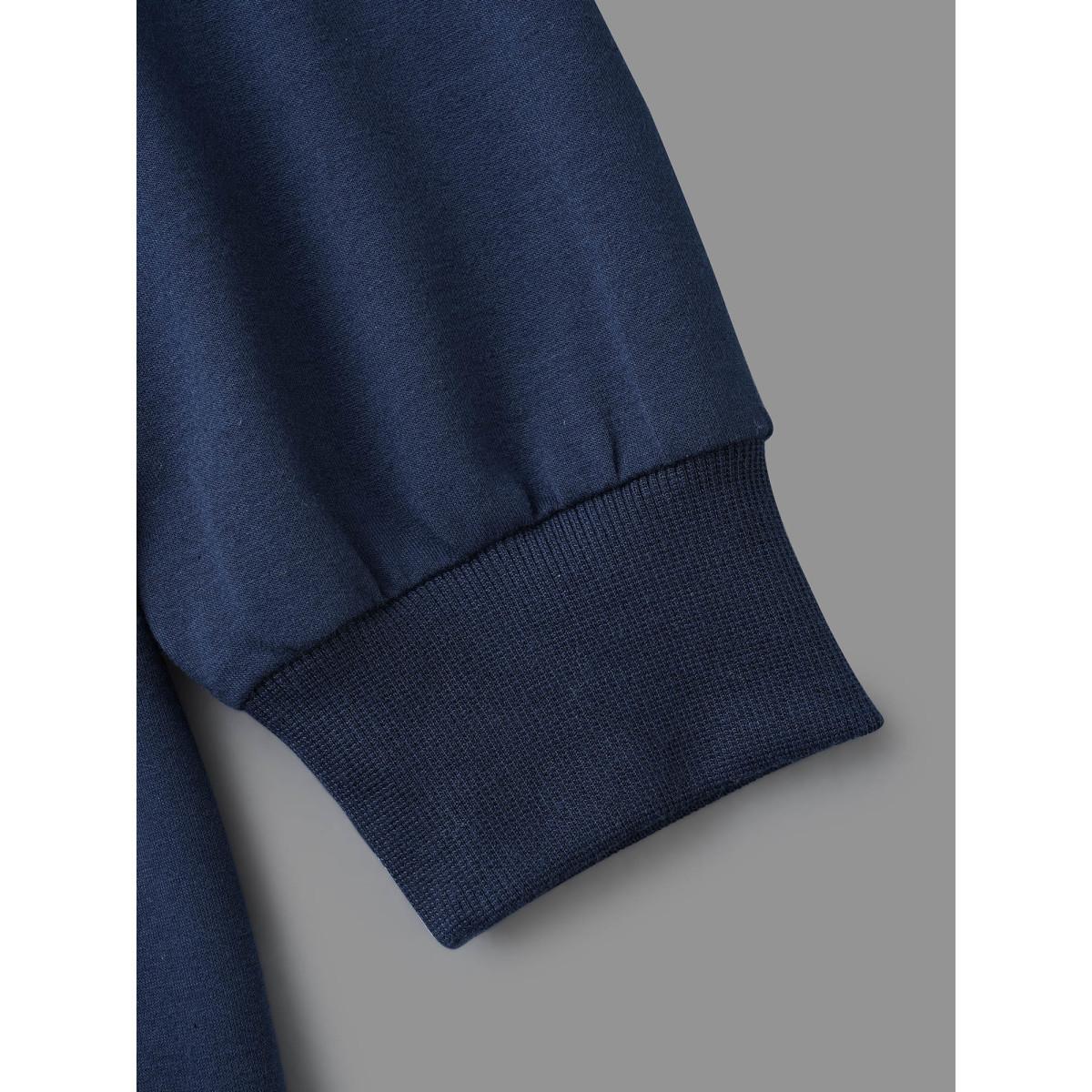 Plus Size Floral Print Crew Neck Sweatshirt Women Indigo Casual Non Round Neck Everyday Sweatshirts BloomChic 18-20/2X Product Image