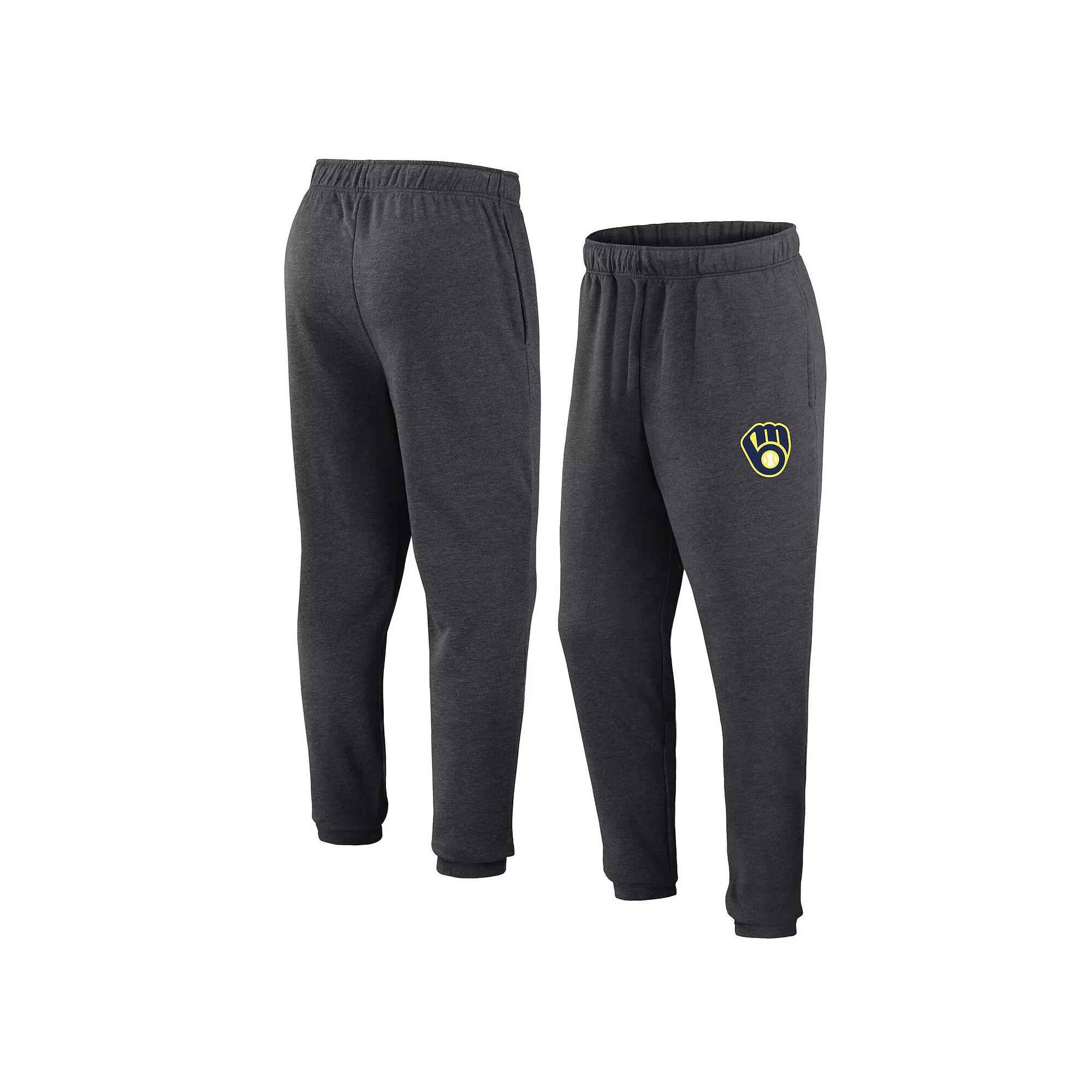 Mens Fanatics Heather Charcoal Milwaukee Brewers Fleece Jogger Pants Product Image