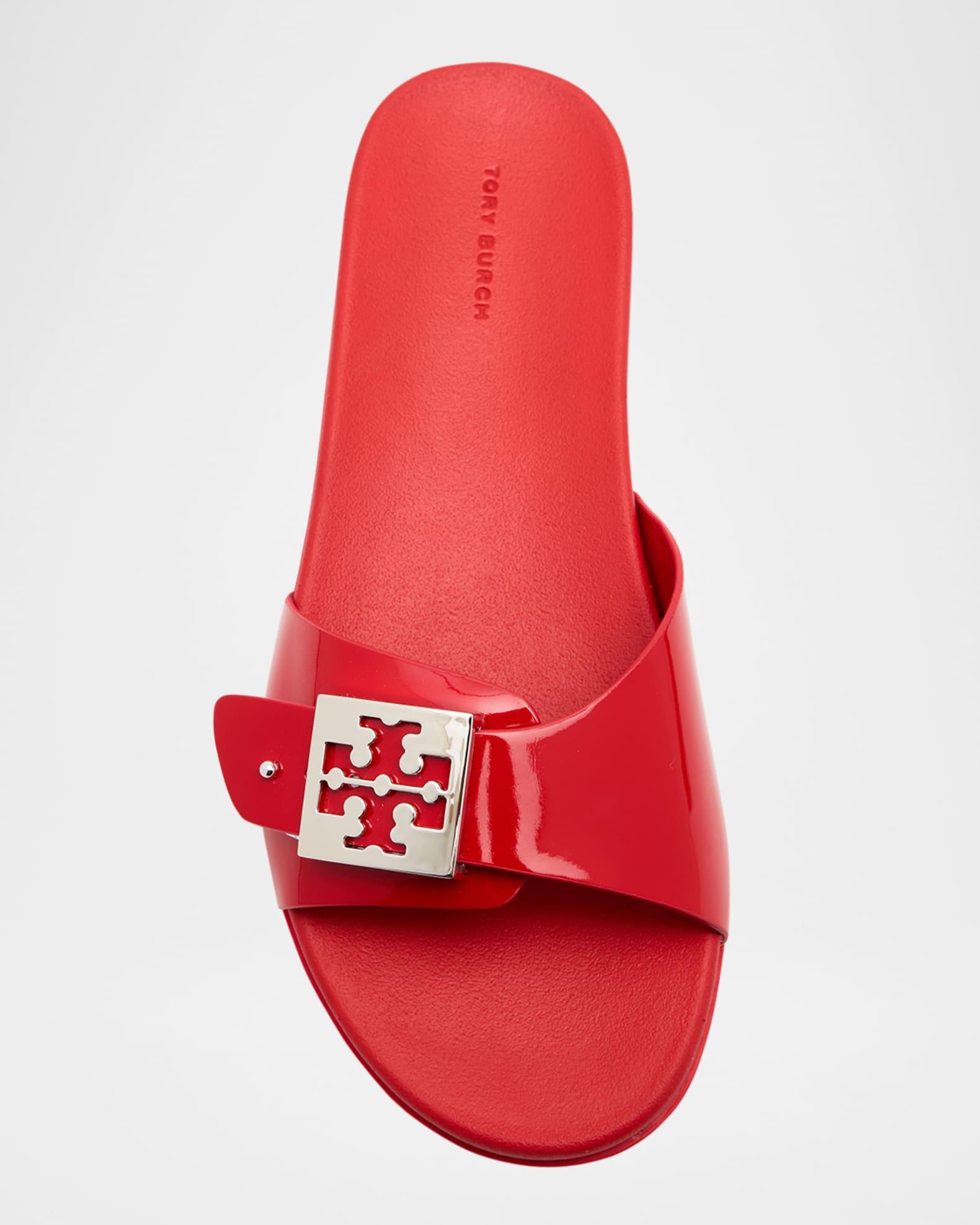 Glossy Buckle Slide Sandals Product Image