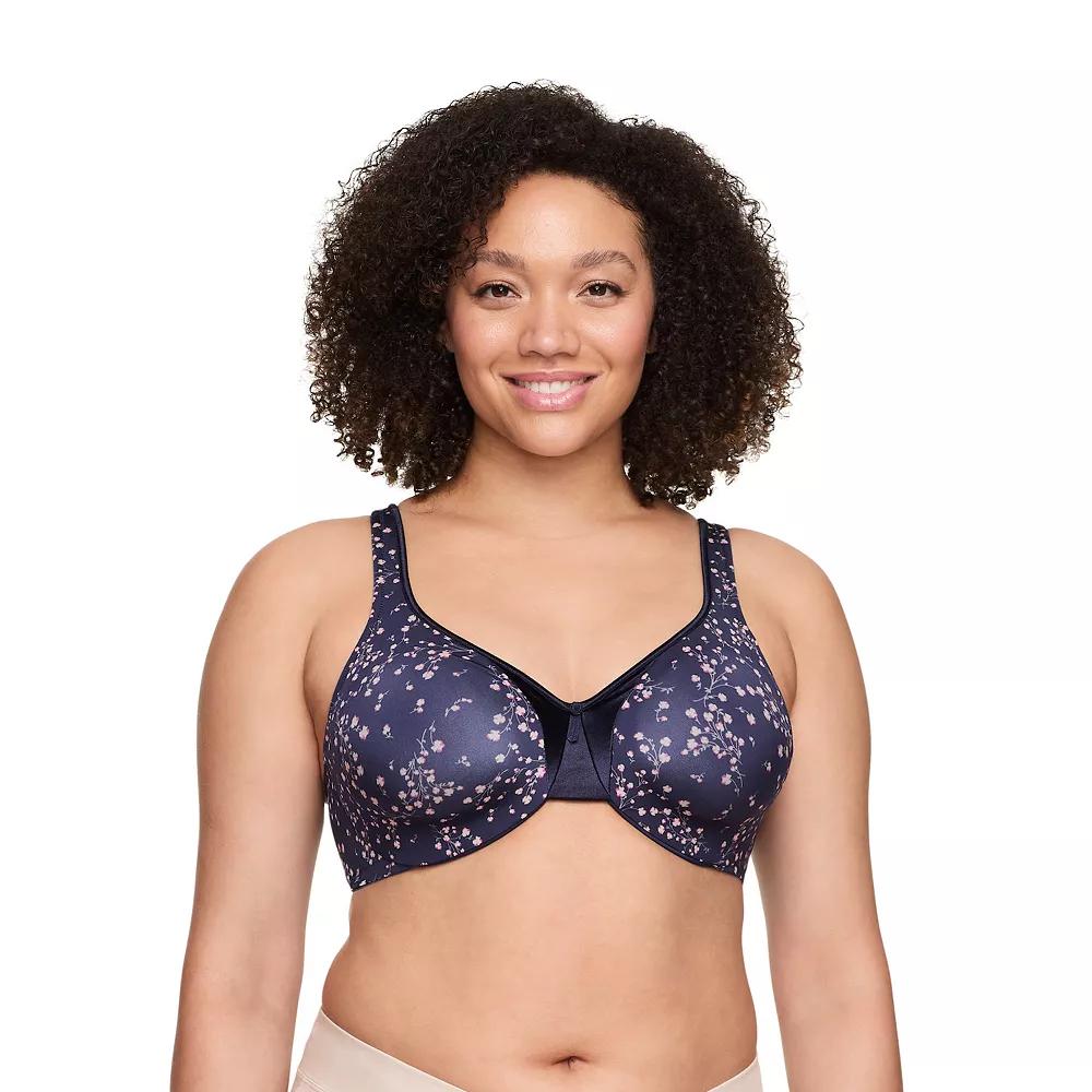 Warners Signature Support Cushioned Underwire Unlined Full-Coverage Bra 35002A, Women's, Size: 42 D, Evening Blue Floral Product Image