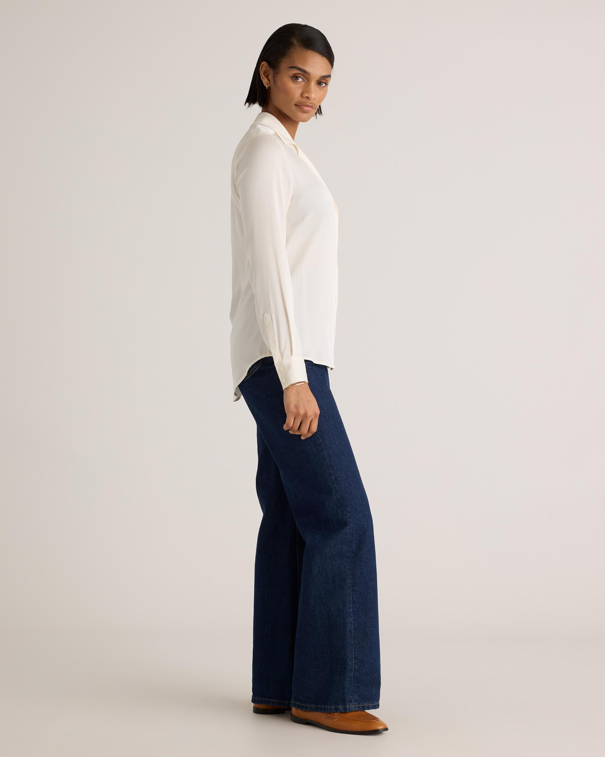 Quince | Women's 100% Washable Silk Stretch Notch Collar Blouse Size XL Product Image