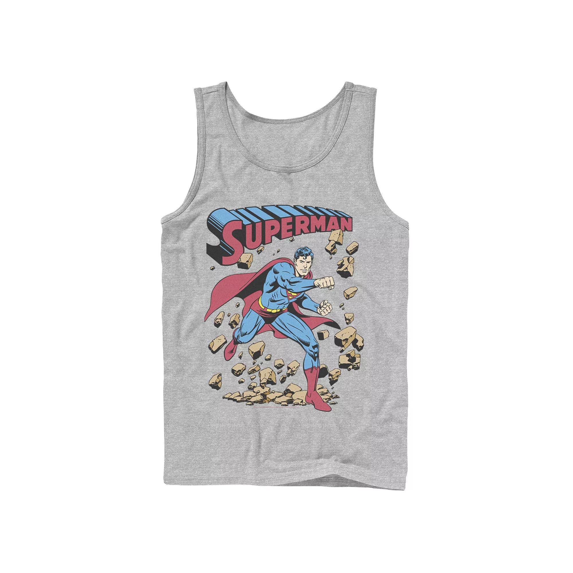 Men's DC Comics Superman Smash Rocks Vintage Poster Tank Top,  Product Image