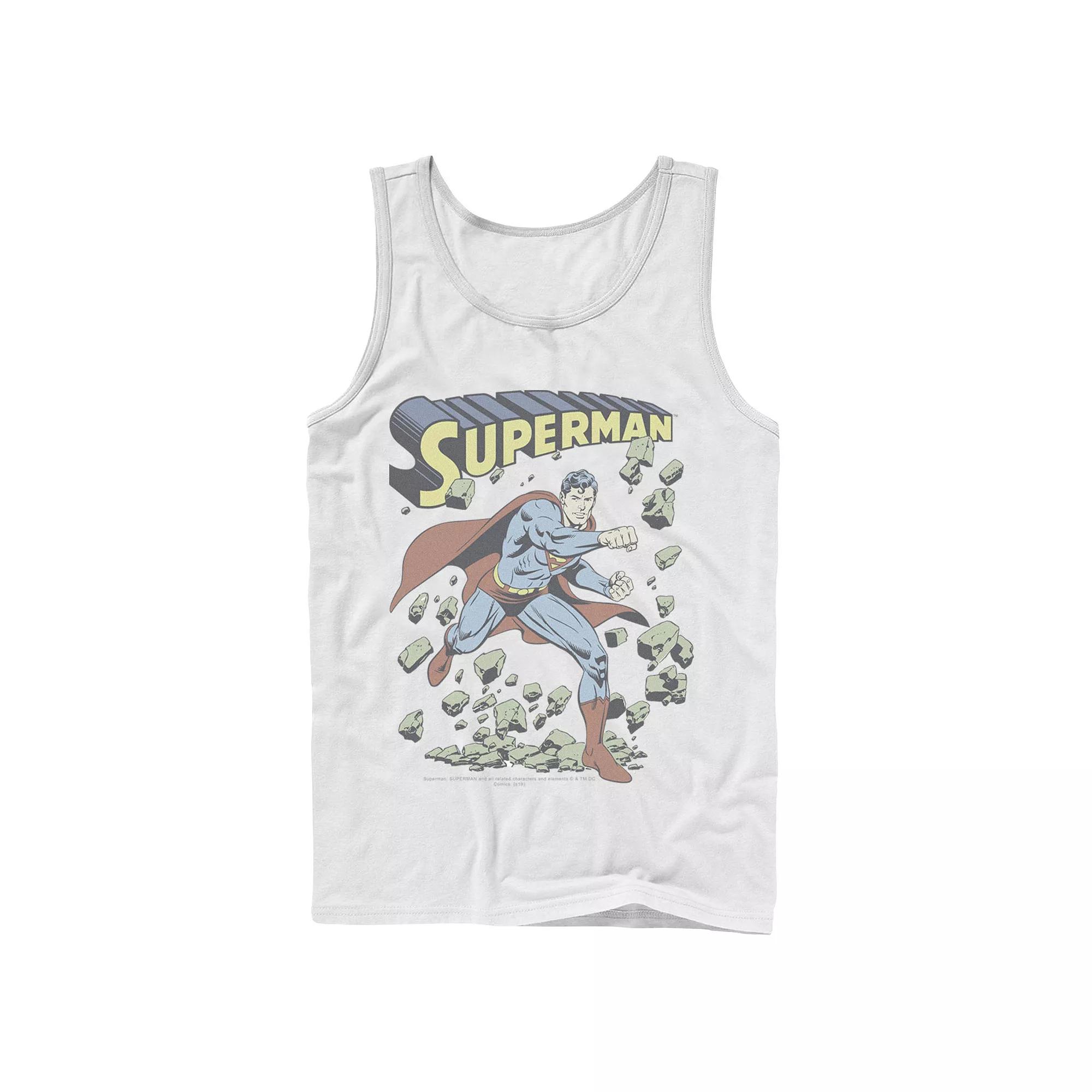Men's DC Comics Superman With Rocks Vintage Poster Tank Top,  Product Image