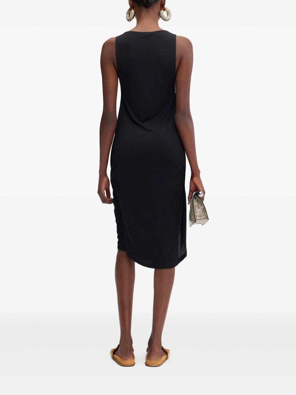 JACQUEMUS Draped Sleeveless Peplum Dress With Asymmetrical Hem In Black Product Image