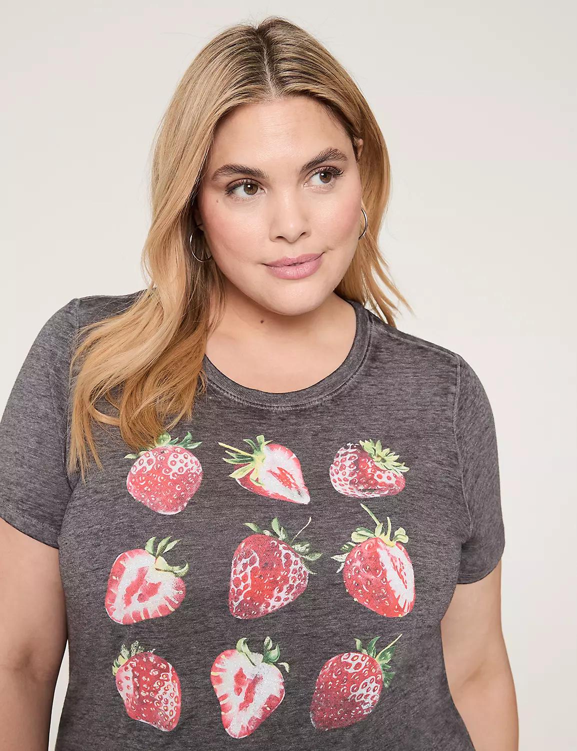 Glitter Strawberry Grid Graphic Tee Product Image