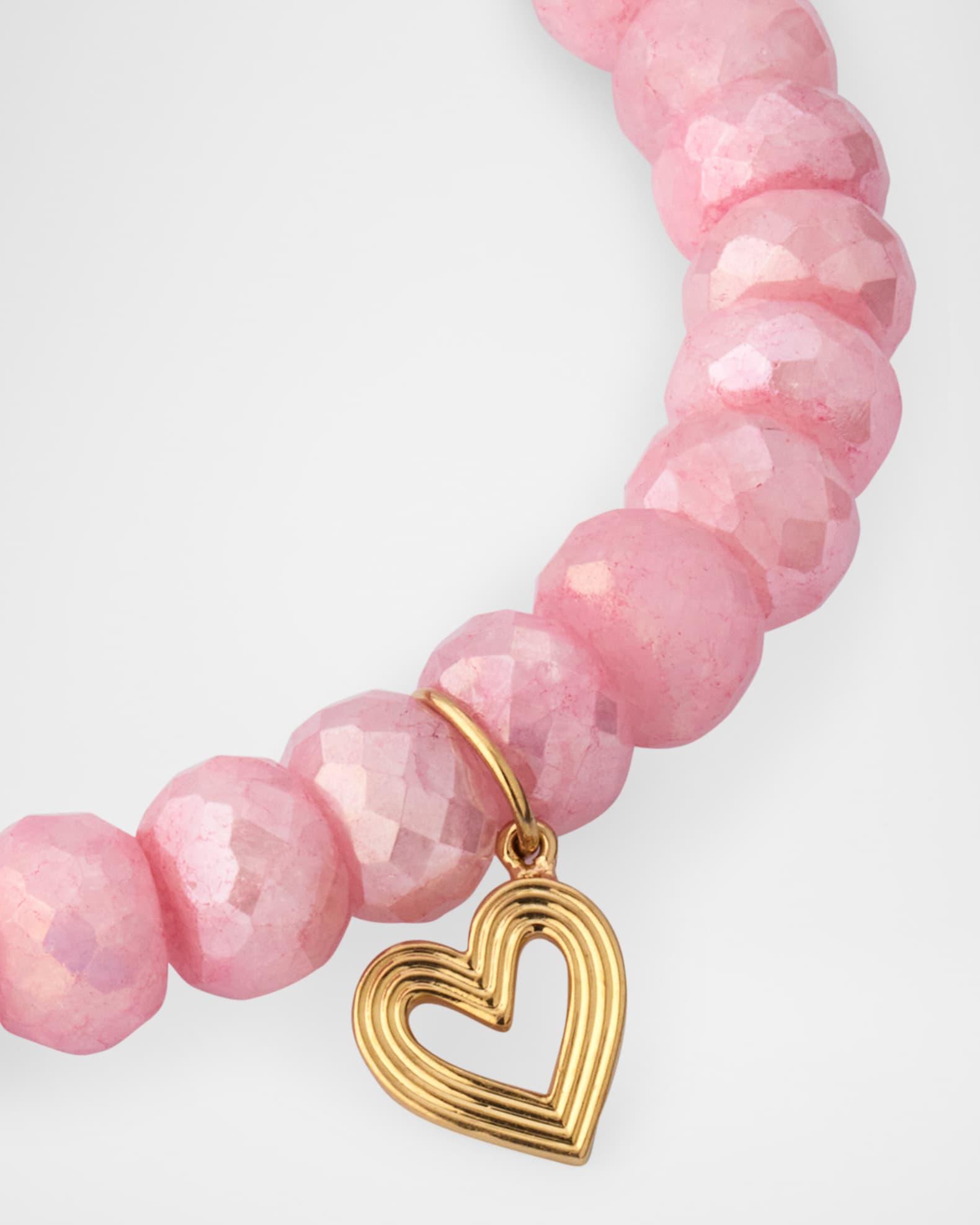 14K Small Fluted Heart on Pink Grapolite Bracelet Product Image