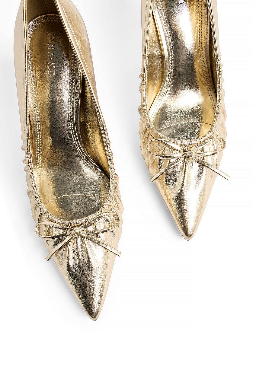 Gold Bow Detail Pumps Product Image