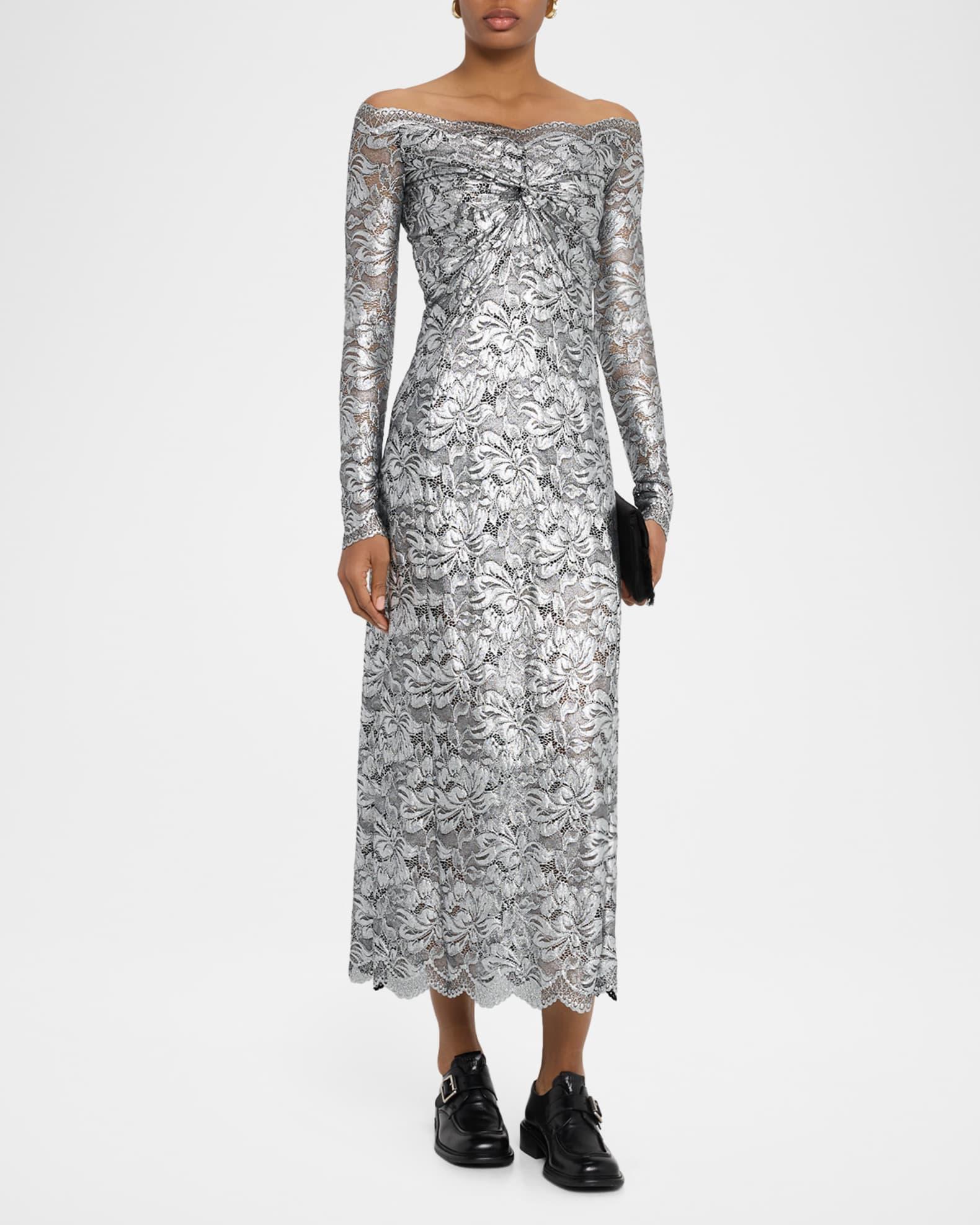 Off-The-Shoulder Lace Midi Dress Product Image