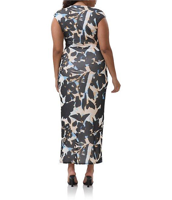 AFRM Plus Cody Floral Mesh Crew Neck Cap Sleeves Maxi Dress Product Image