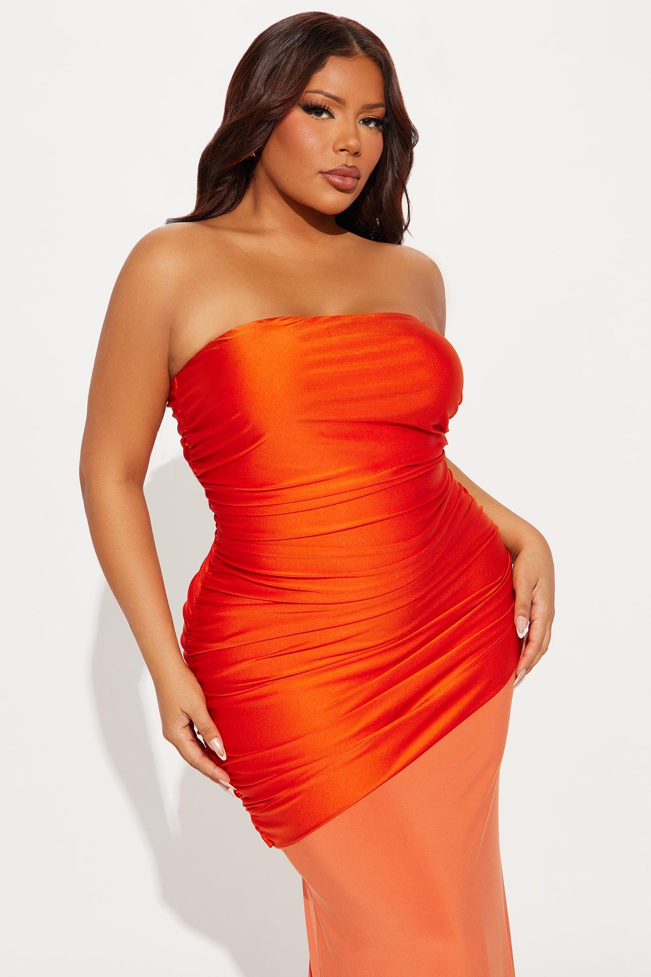Sunset Views Ruched Maxi Dress - Orange Product Image