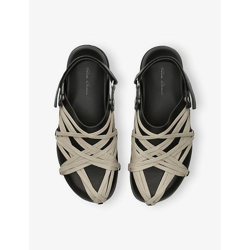 RICK OWENS Leather Loafers With Crisscross Detail In Black Product Image