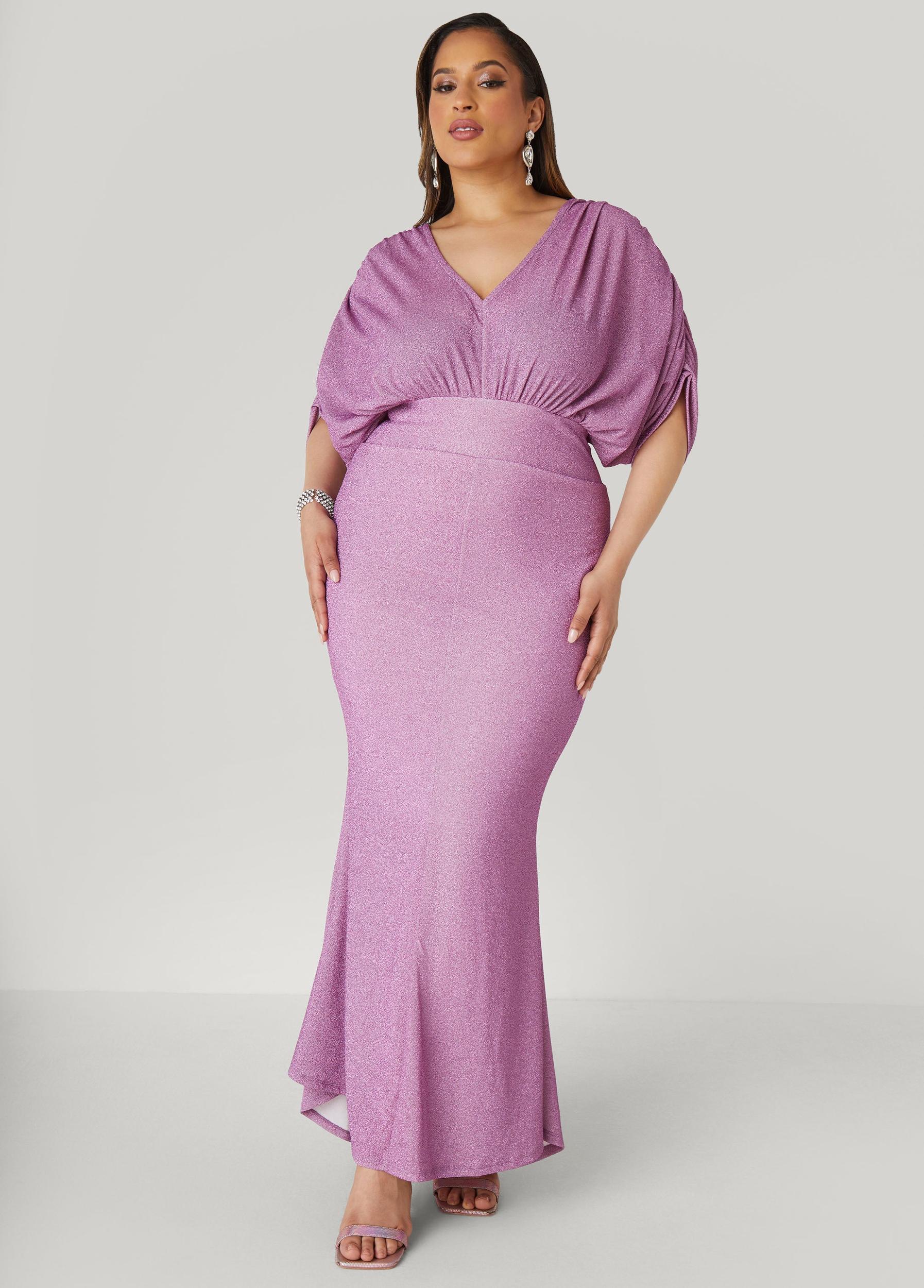 Plus Size Lurex Hi Low Mermaid Gown Ashley Stewart Product Image