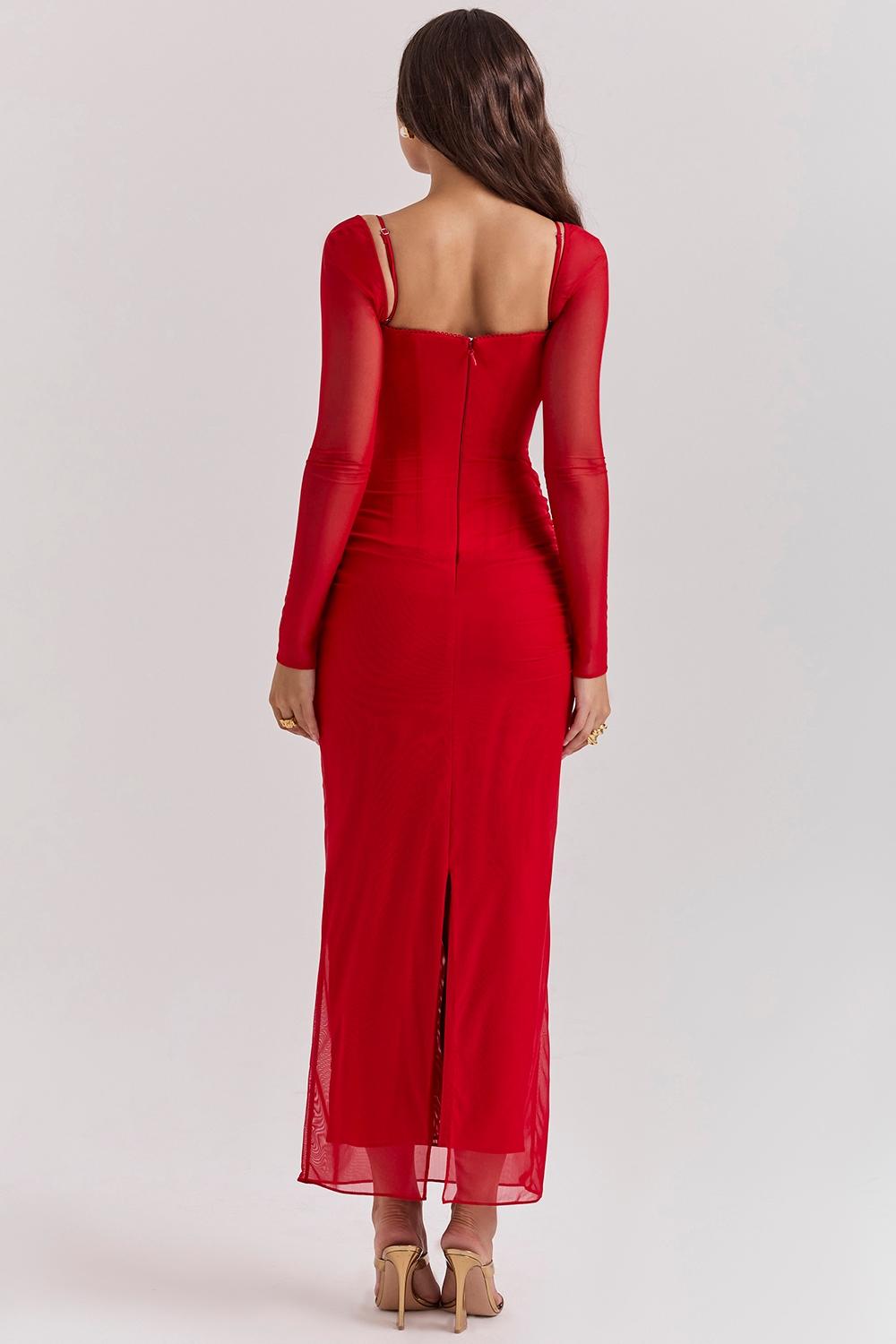 Katarina  scarlet long sleeve maxi dress Product Image