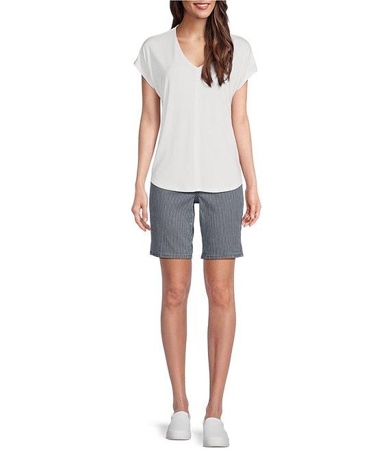 NYDJ Ella Malaga Stripe Side Slit Hem Shorts Product Image