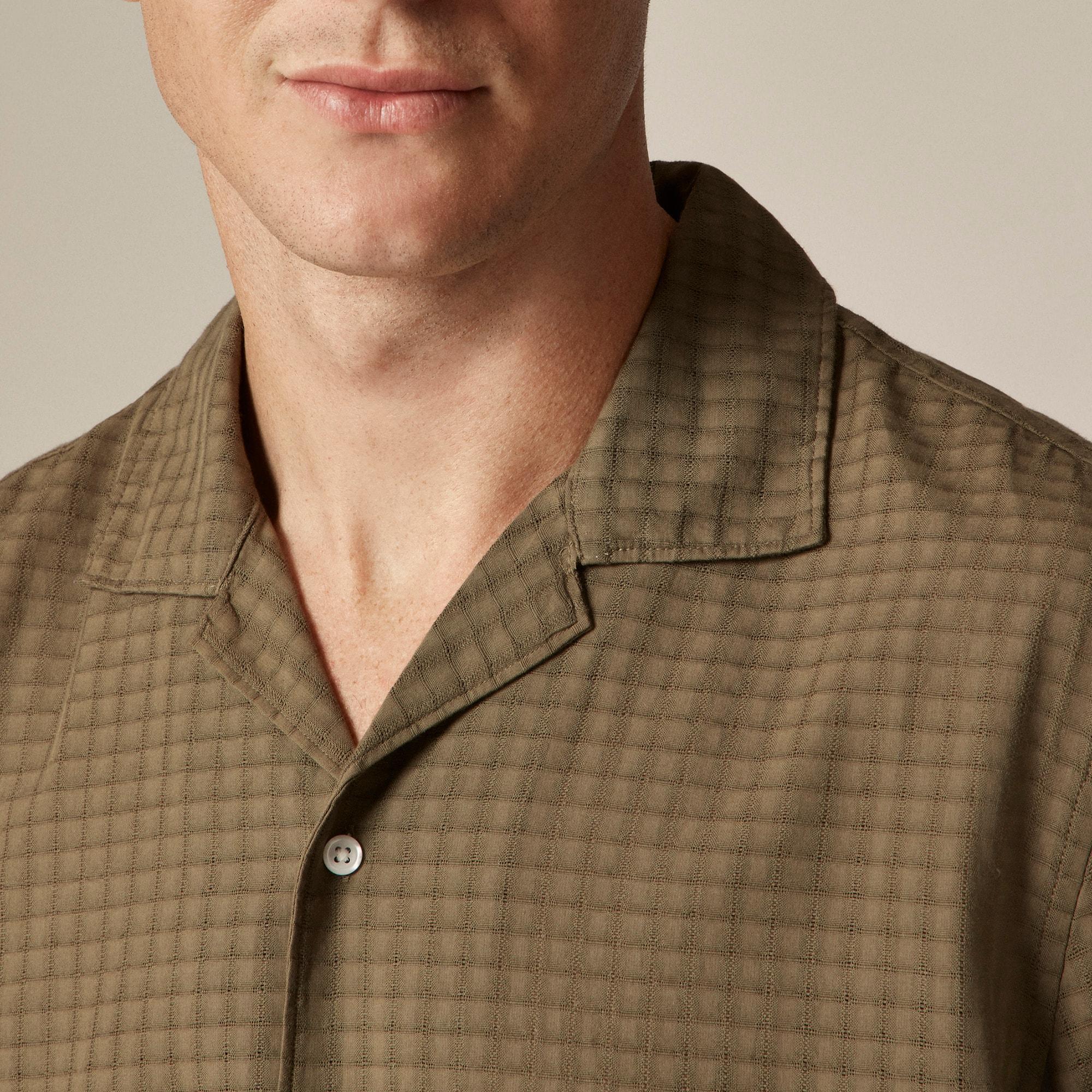 Short-sleeve cotton dobby camp-collar shirt Product Image