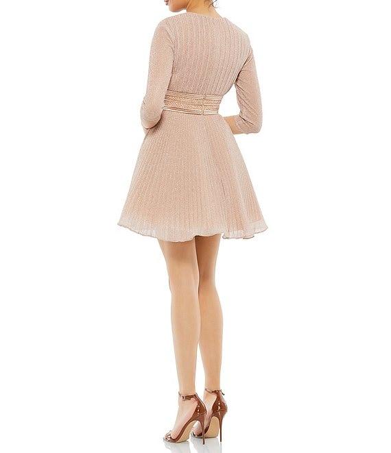 Mac Duggal 3/4 Sleeve Crew Neck Fit & Flare Mini Dress Product Image