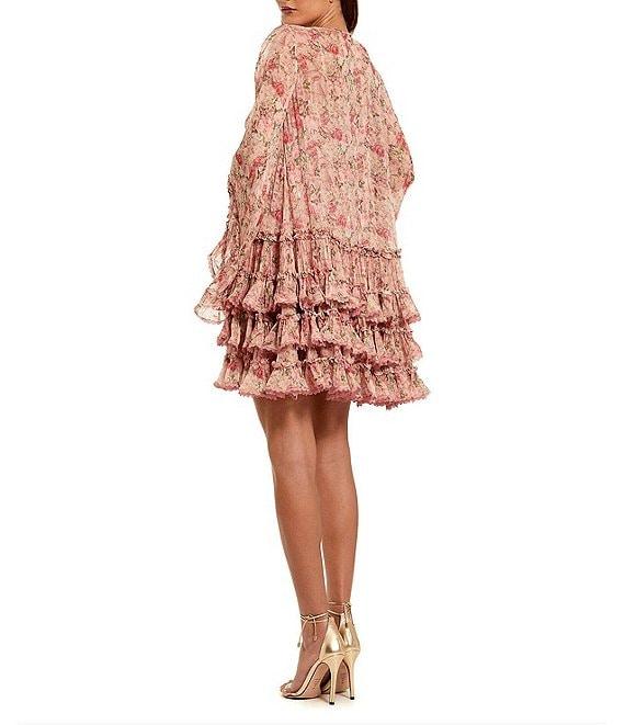 Mac Duggal Long Flare Sleeve Ruffle Mini With Novelty Trim Product Image
