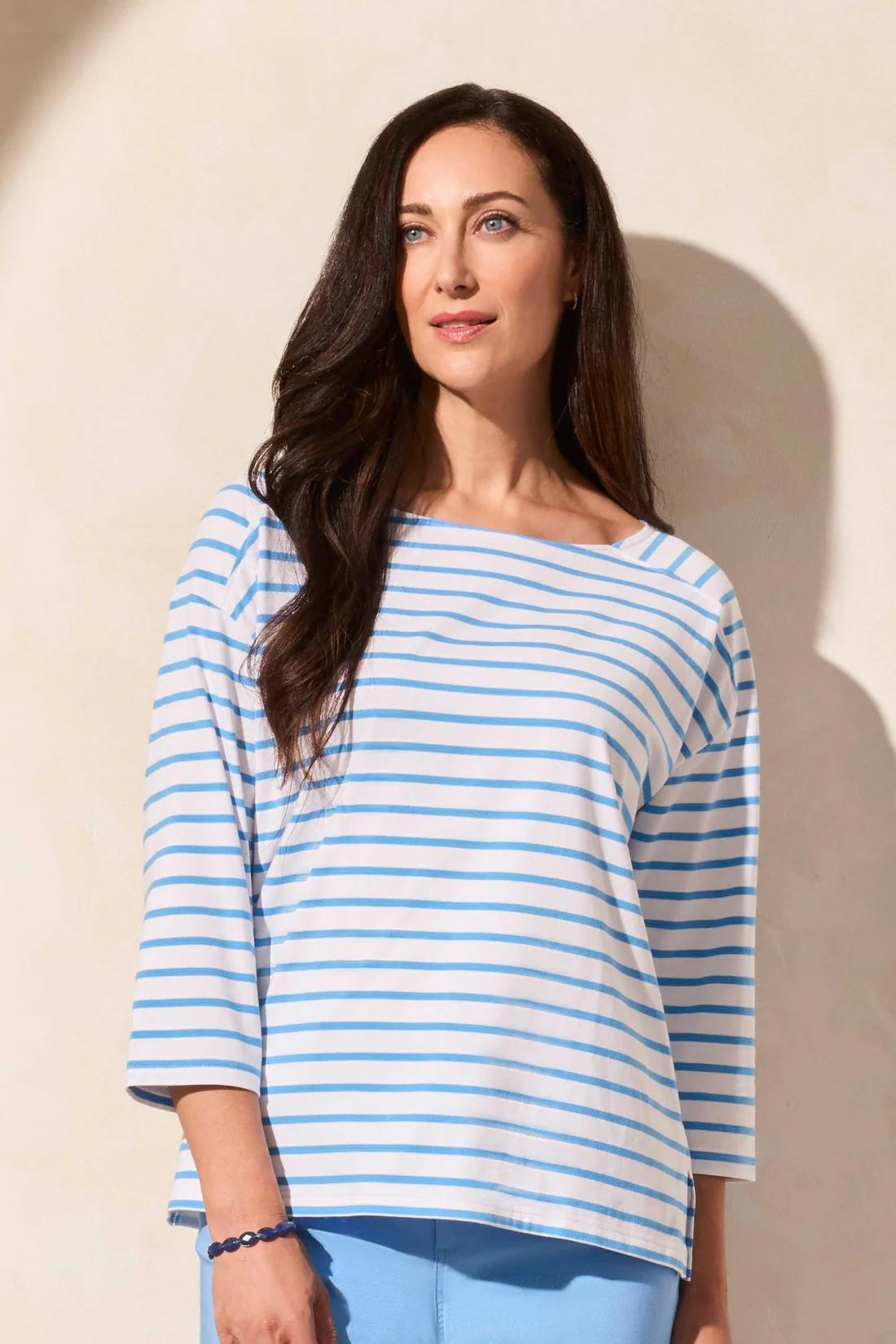 Stripe Jersey Boat Neck Top Product Image